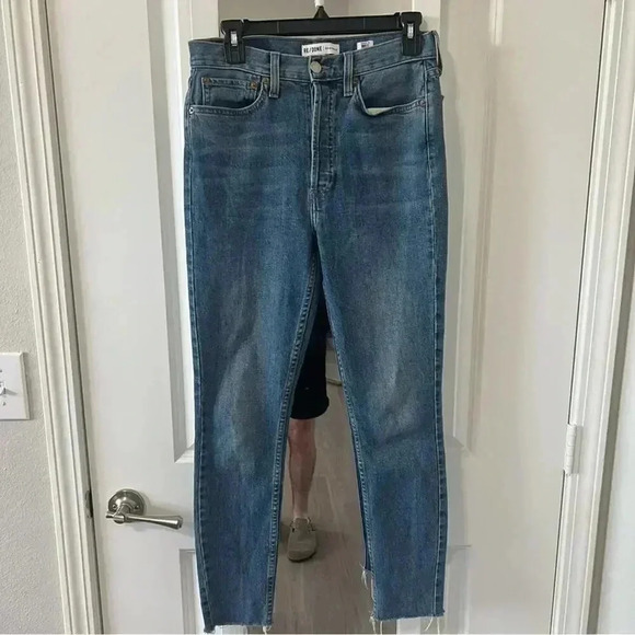 842 Re/Done High Rose Ankle Stretch Crop Jeans - Picture 1 of 5